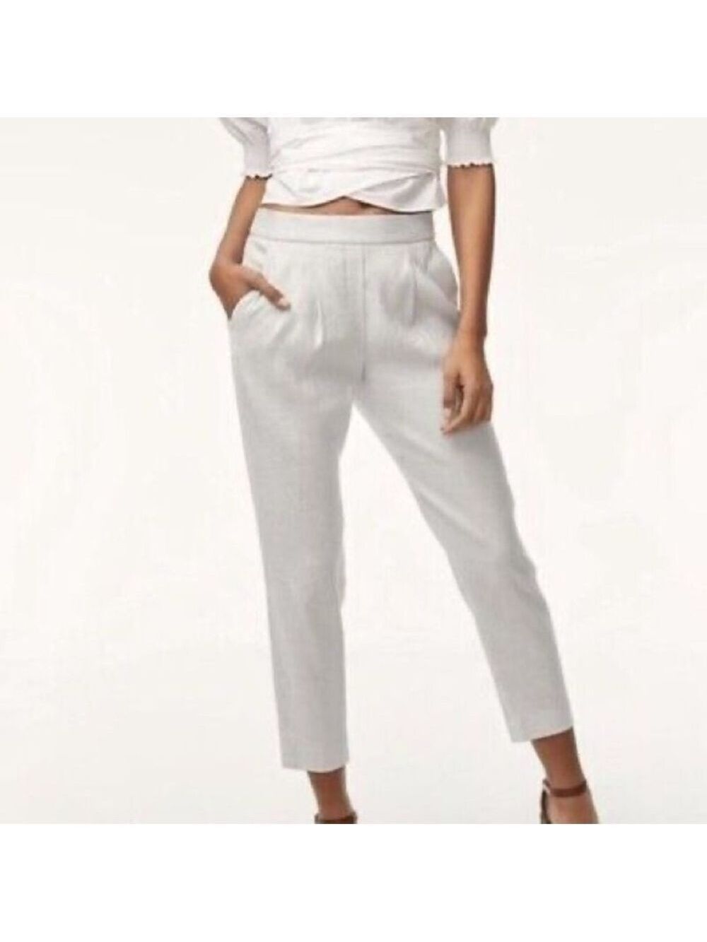 Aritzia Babaton Cohen Linen Pull-On Style
Trousers, White. Size 4